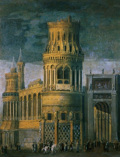 Fantasía arquitectónica que representa el martirio de una santa de Francois de Nome